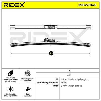 RIDEX 298W0145 Wiper Blade - Front - 550mm