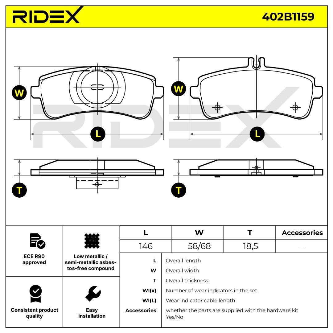 RIDEX 402B1159 Brake pad set - for Mercedes