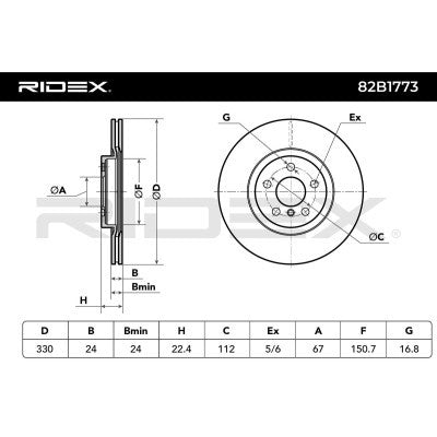 RIDEX 82B1773 Brake Disc (pair)