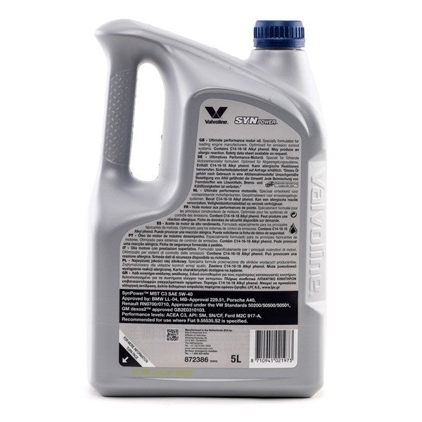 Valvoline 872386 SynPower MST C3 - 5W-40 - 5L