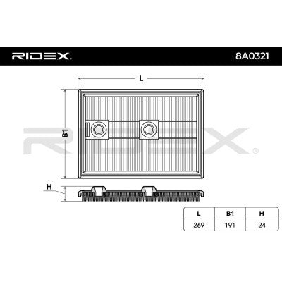 RIDEX 8A0321 Air Filter for Audi and Volkswagen