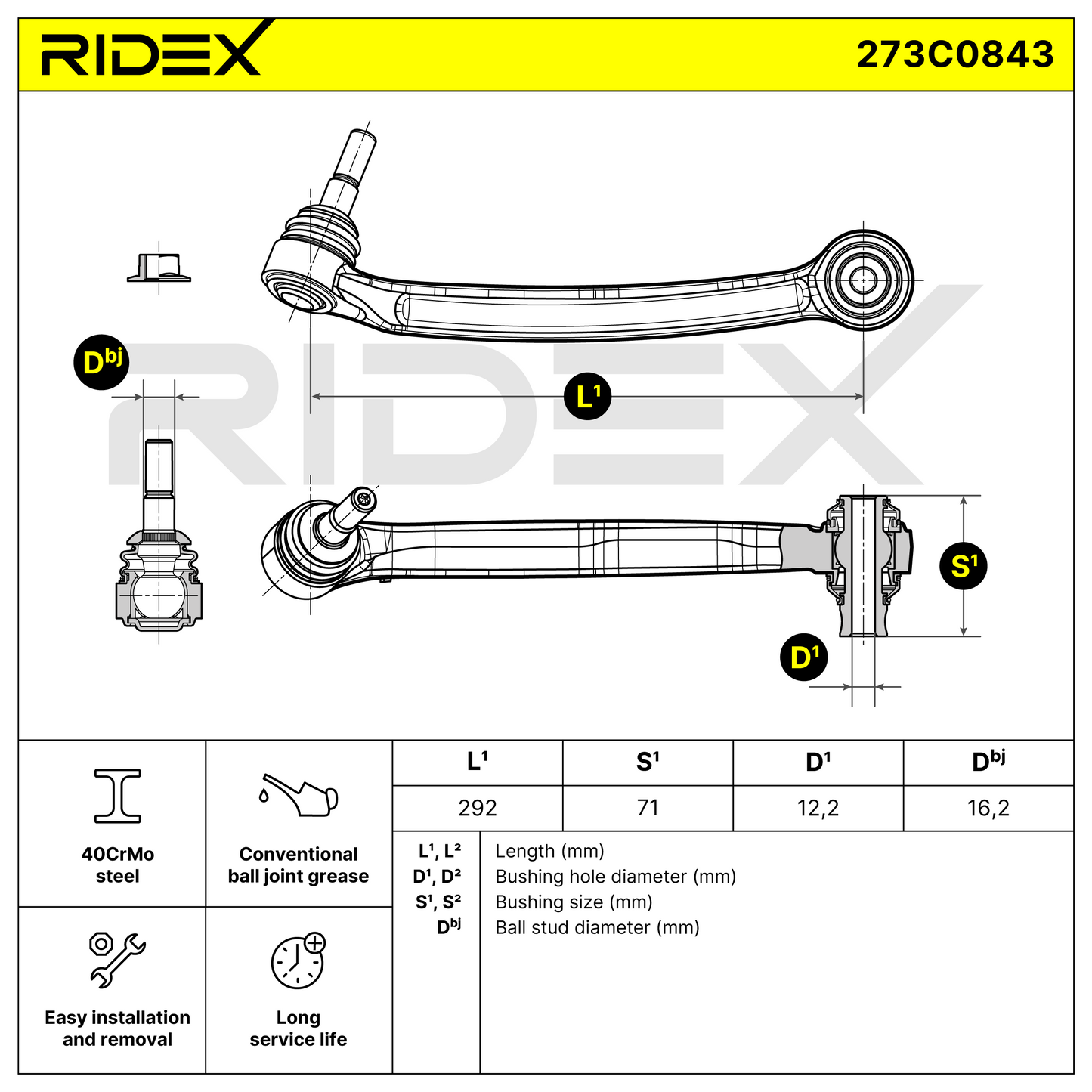RIDEX 273C0843 Suspension arm