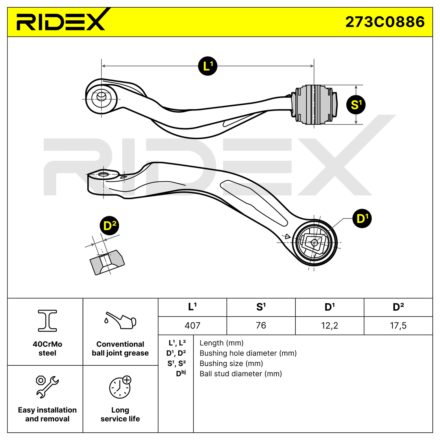 RIDEX 273C0886 Suspension arm for BMW 5 Series