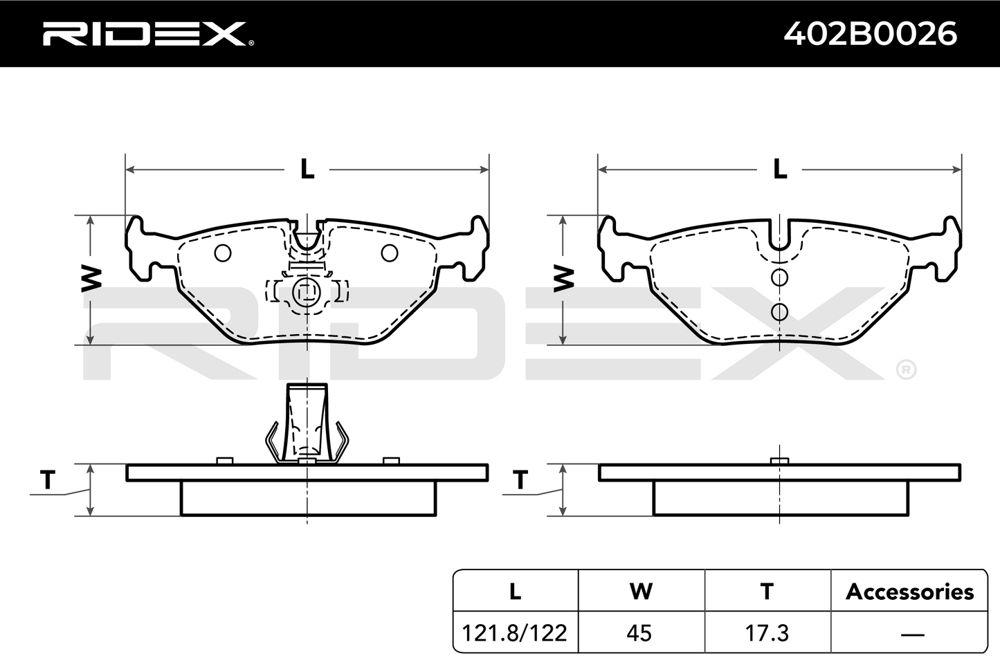 RIDEX 402B0026 Brake pad set