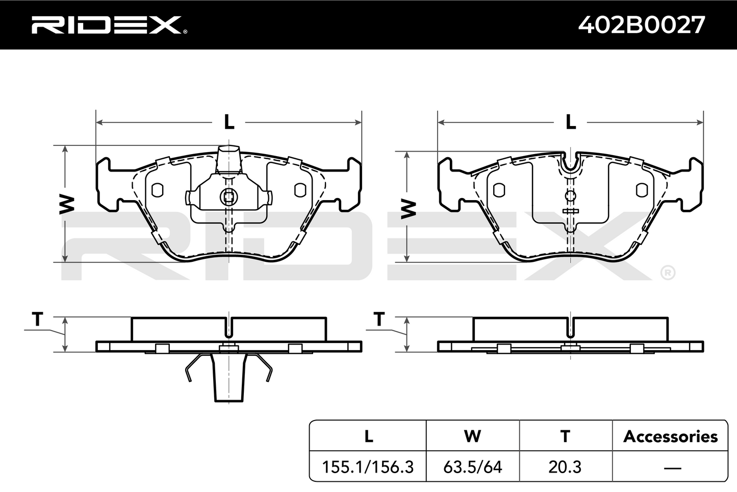 RIDEX 402B0027 Brake pad set