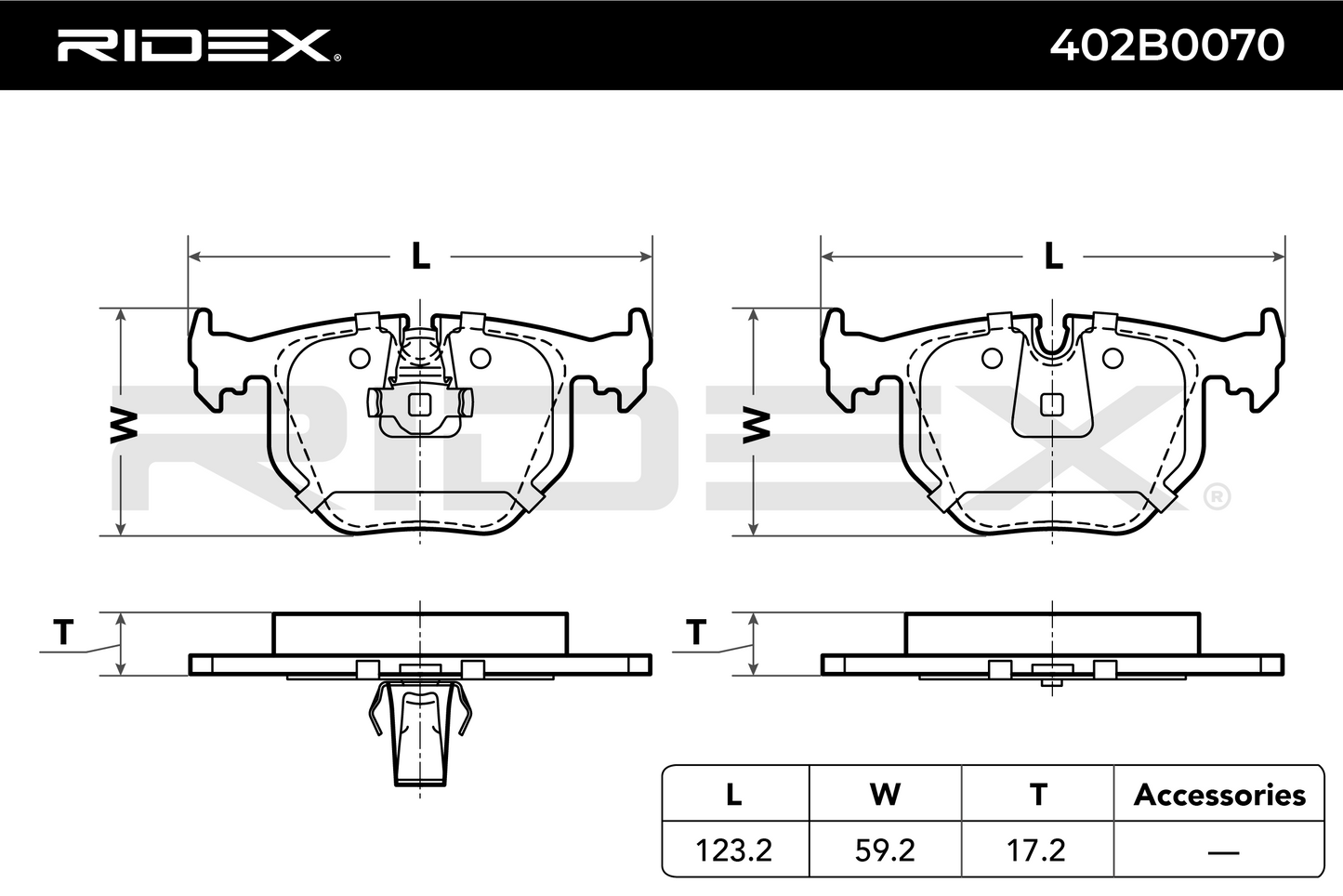 RIDEX 402B0070 Brake pad set Rear axle - for BMW
