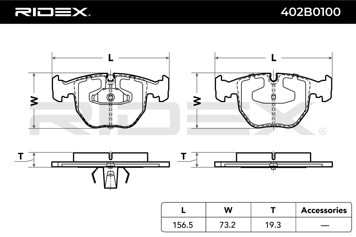 RIDEX 402B0100 Brake pad set Front axle - for BMW