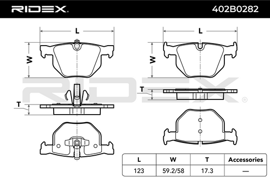 RIDEX 402B0282 Brake pad set