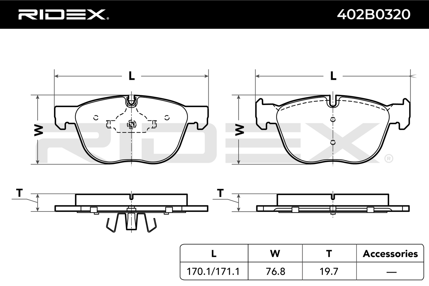 RIDEX 402B0320 Brake pad set Front axle - for BMW
