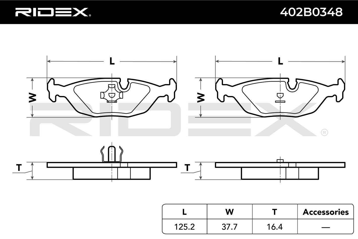 RIDEX 402B0348 Brake pad set