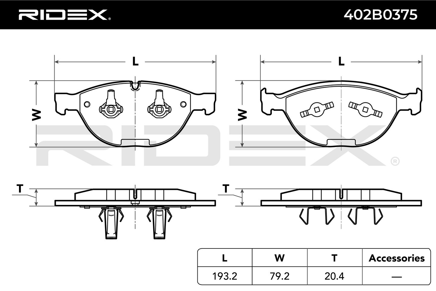 RIDEX 402B0375 Brake pad set