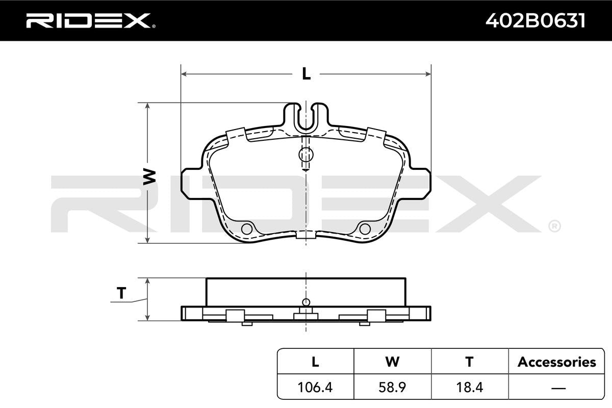 RIDEX 402B0631 Brake Pad Set for Mercedes - Rear axle