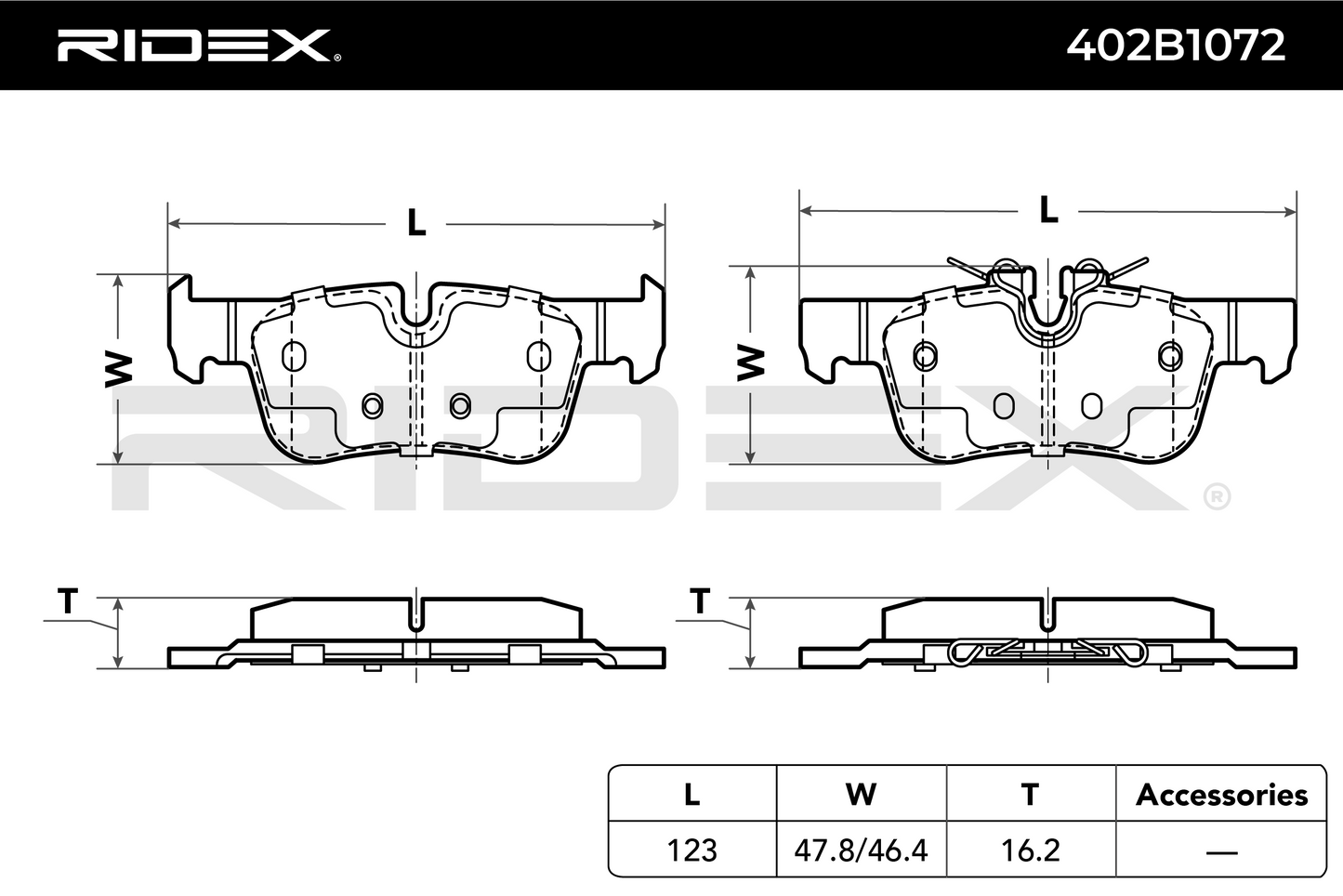 RIDEX 402B1072 Brake pad set Rear axle - for BMW