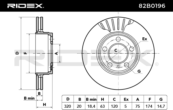 RIDEX 82B0196 Brake Disc - rear axle (pair)