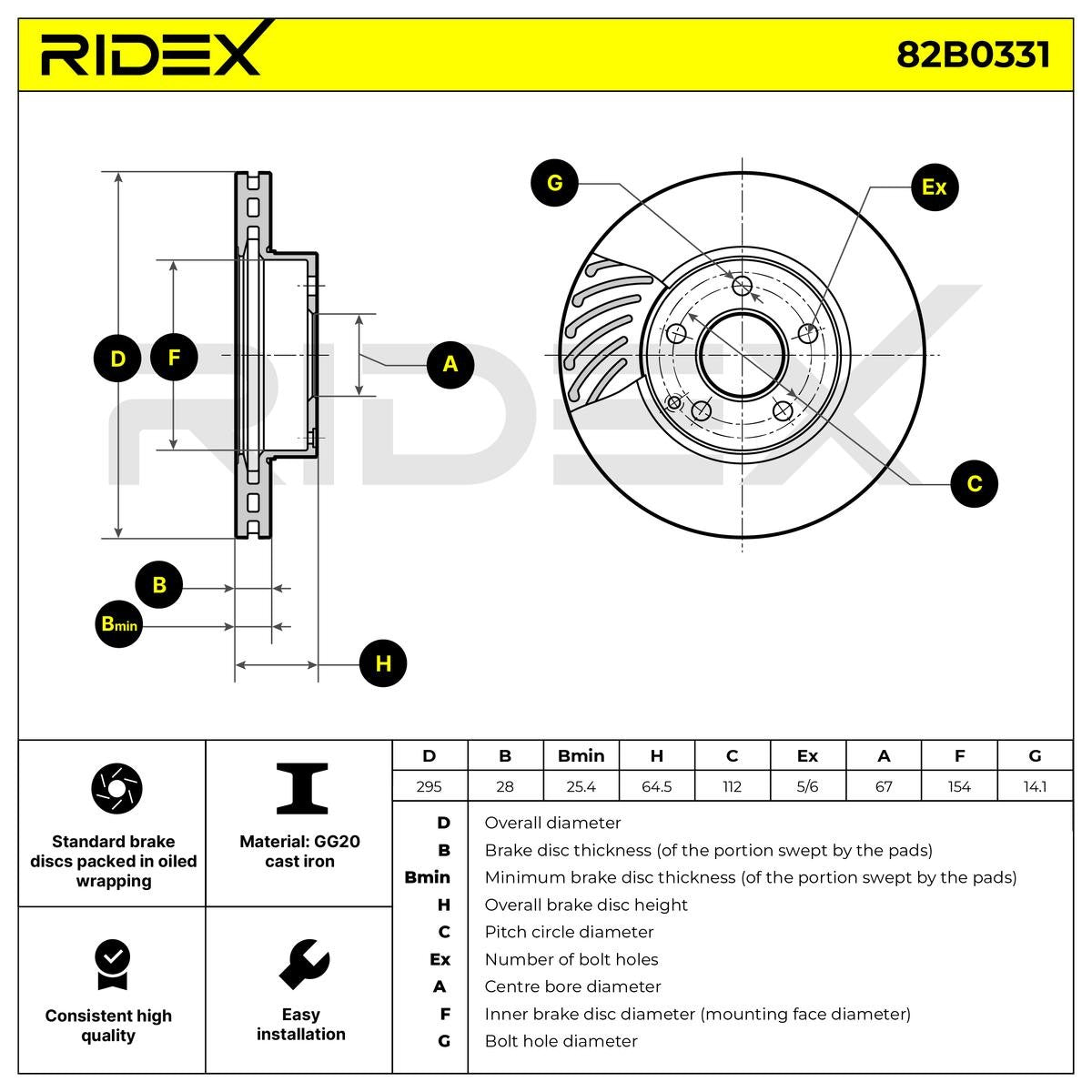RIDEX 82B0331 Brake disc Front axle - for Mercedes-Benz
