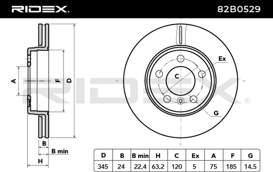 RIDEX 82B0529 Brake Disc - rear axle (pair)