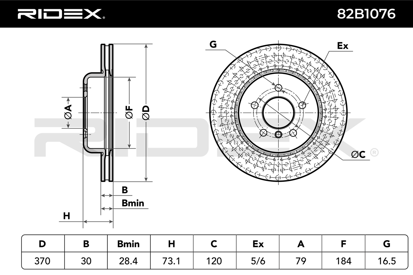 RIDEX 82B1076 Brake Disc - front axle (pair)