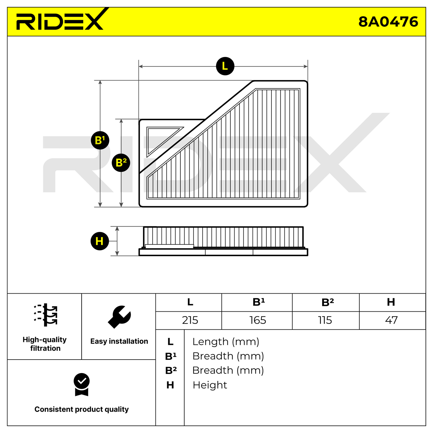 RIDEX 8A0476 Air Filter
