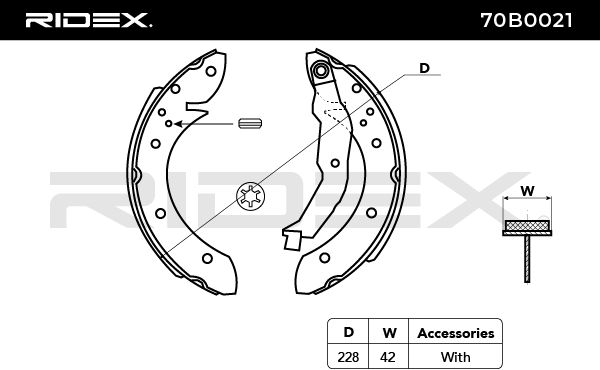 RIDEX 70B0021 Brake Shoe Set