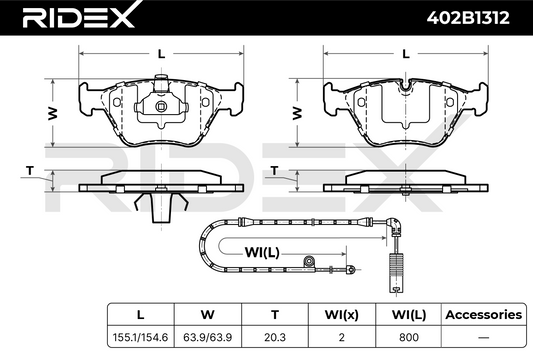 RIDEX 402B1312 Brake pad set for BMW 5 Series