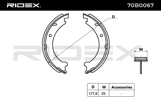 RIDEX 70B0067 Brake Shoe Set
