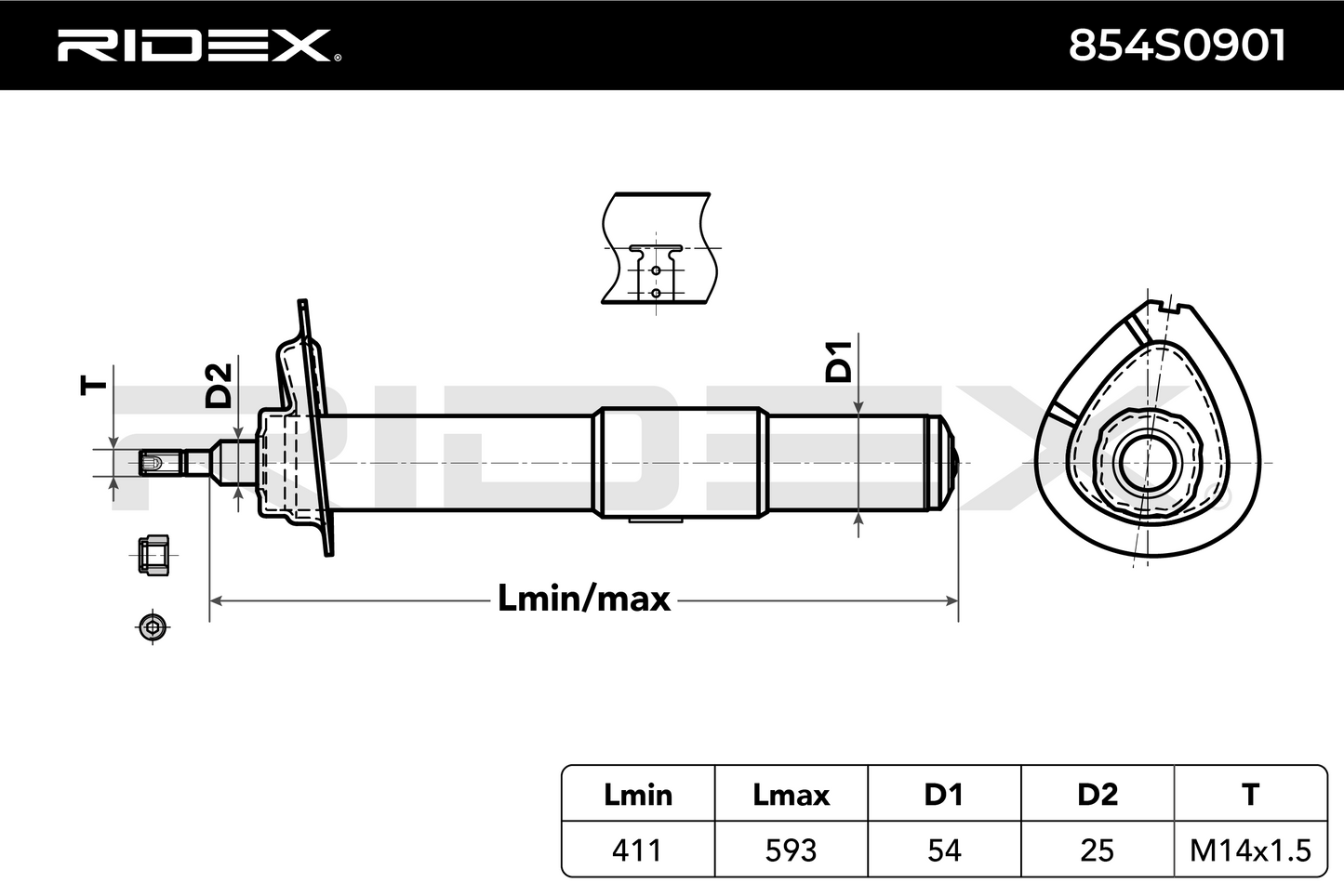 RIDEX 854S0901 Shock Absorber - Front Axle Right