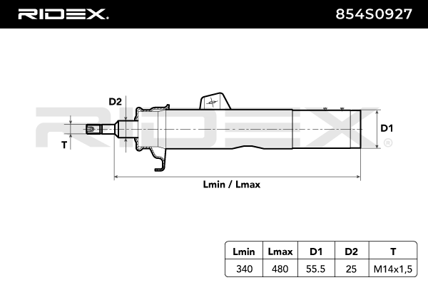 RIDEX 854S0927 Shock Absorber - Front Axle Right