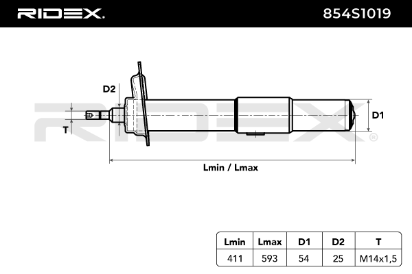 RIDEX 854S1019 Shock Absorber - Front Axle Right