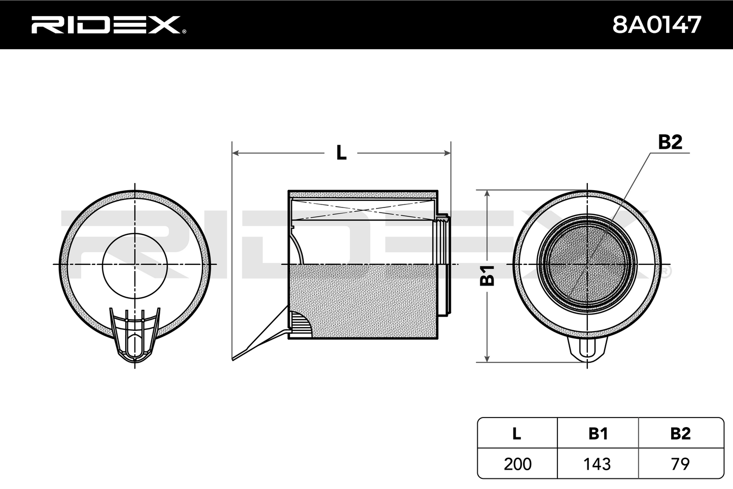 RIDEX 8A0145 Air Filter; Filter Insert, with pre-filter